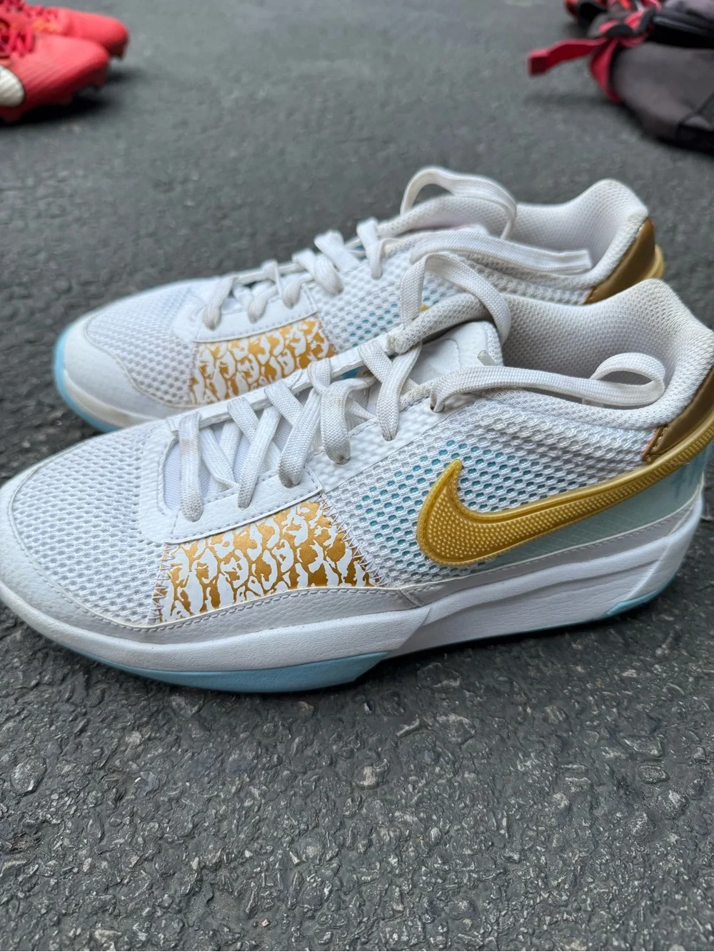Nike Kids JA White Sneakers with Gold Swoosh